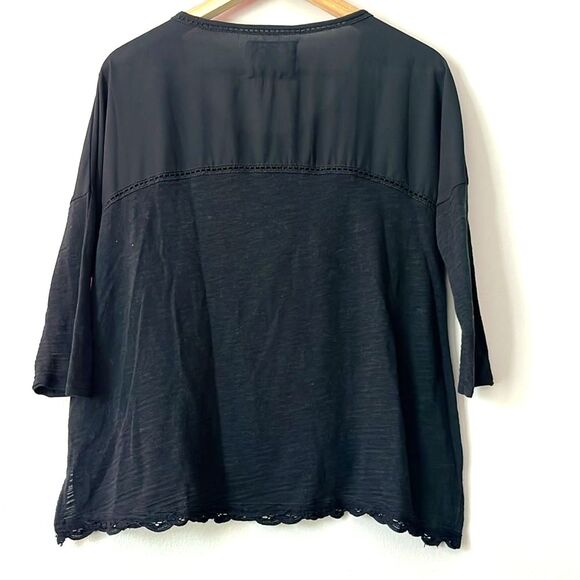 Anthropologie Meadow Rue Tayrona Lace Front Top Black XS Boho Whimsigoth Fairy - Picture 4 of 8